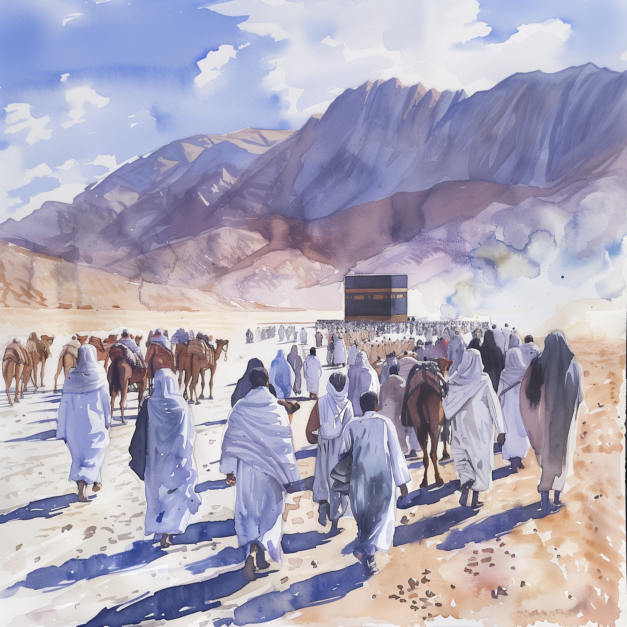 A caravan of Muslims in ihram — the moral pilgrimage of Iqbal's vision for the ummah.